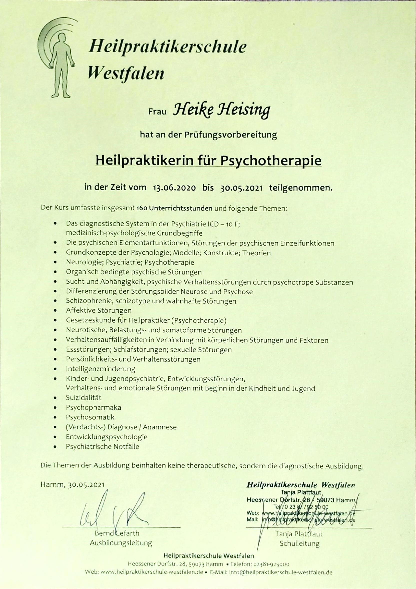 Heilpraktikerin für Psychotherapie